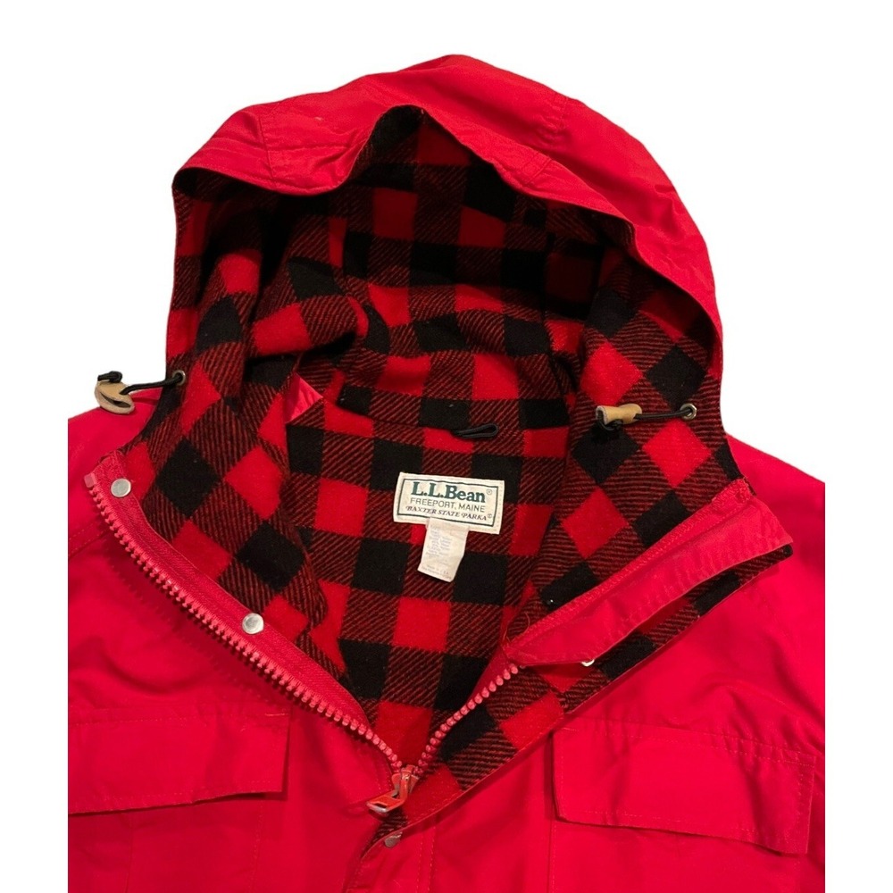 Vintage LL Bean Baxter State Park Red Plaid Buffalo Freeport Maine USA Made Sz L - Picture 5 of 8